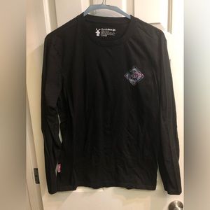 Black long sleeve unisex Dutch Bros shirt with floral logo, size L